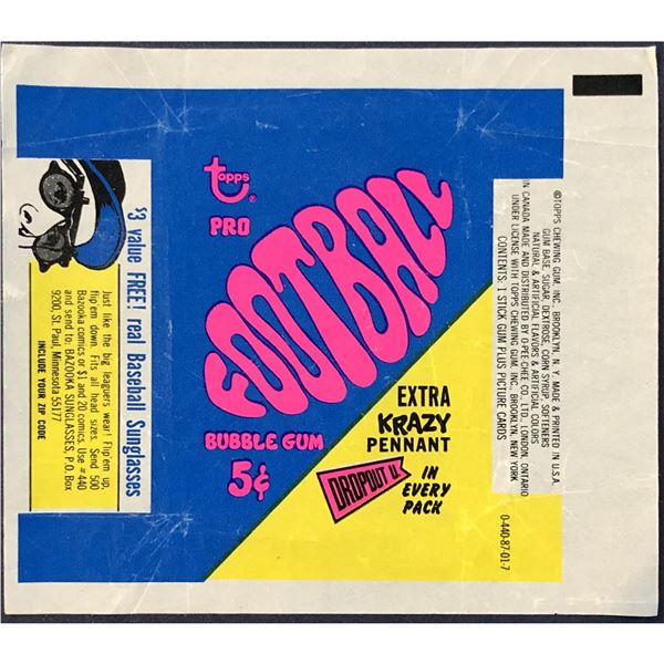 1967 TOPPS NFL FOOTBALL WRAPPER