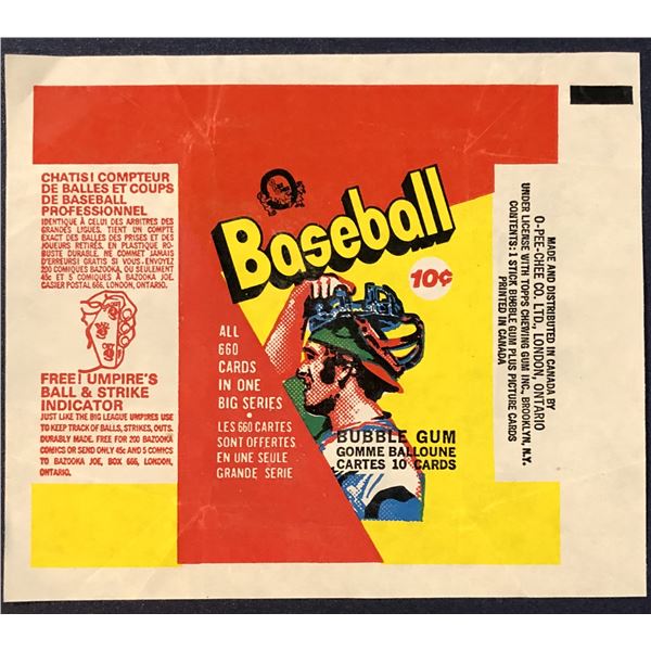 1973 O-PEE-CHEE BASEBALL WRAPPER