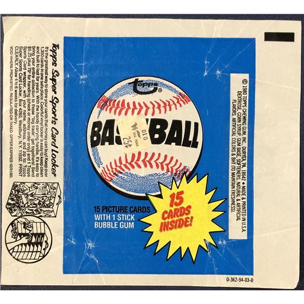 1980 TOPPS BASEBALL WRAPPER