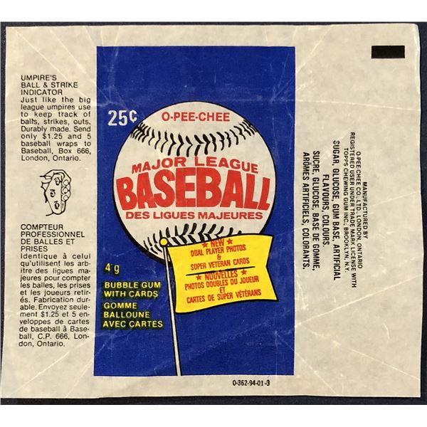 1983 O-PEE-CHEE BASEBALL WRAPPER