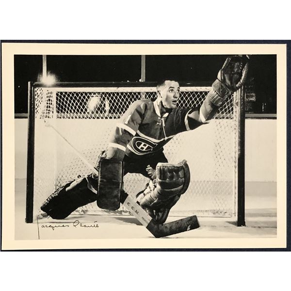 1967 MONTREAL CANADIENS PROMO POSTCARD - JACQUES PLANTE (HOF)