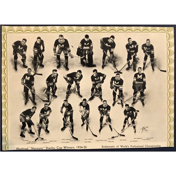 CCM HOCKEY TEAM PICTURE 1934-35 MONTREAL MAROONS