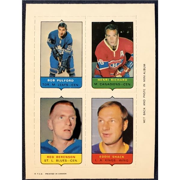 1969 O-PEE-CHEE HOCKEY 4-IN-1 HENRI RICHARD  (HOF)