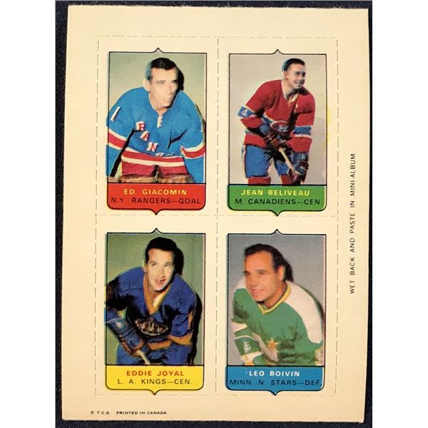 1969 O-PEE-CHEE HOCKEY 4-IN-1 JEAN BELIVEAU  (HOF)