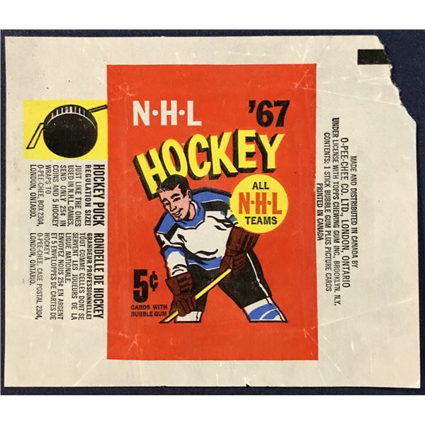 1966-67 O-PEE-CHEE NHL HOCKEY WRAPPER - BOBBY ORR ROOKIE YEAR