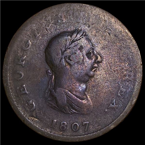 1807 Great Britain Copper Half Penny NEARLY  UNCIRCULATED