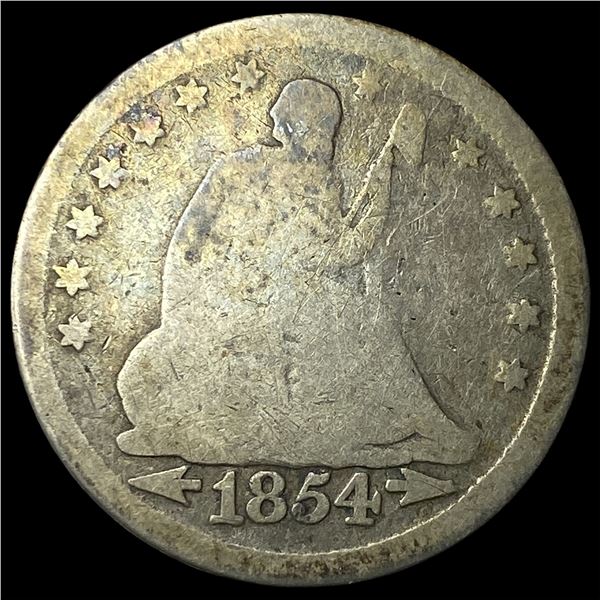 1854 Arrows Seated Liberty Quarter NICELY  CIRCULATED