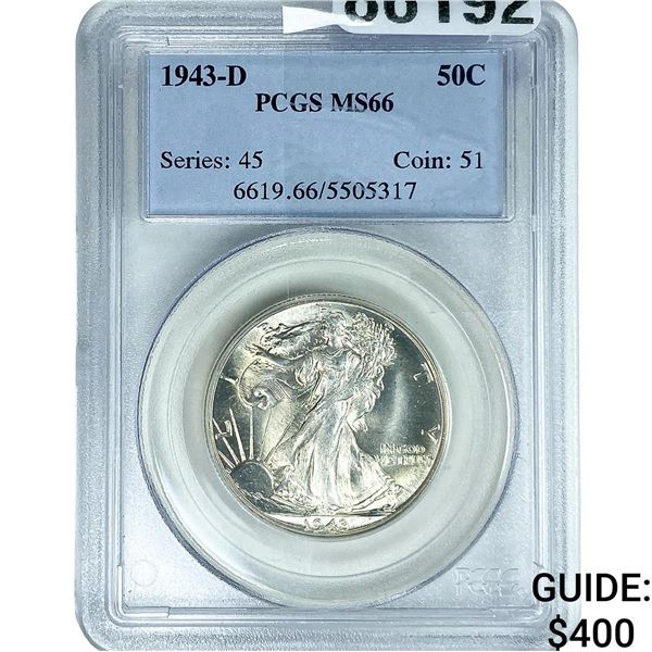 1943-D Walking Liberty Half Dollar PCGS MS66