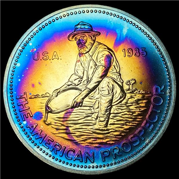 1985 Toned Engelhard 1oz Silver Round SUPERB  GEM BU