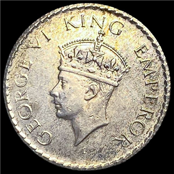 1940 British India Silver 1/4 Rupee CLOSELY  UNCIRCULATED