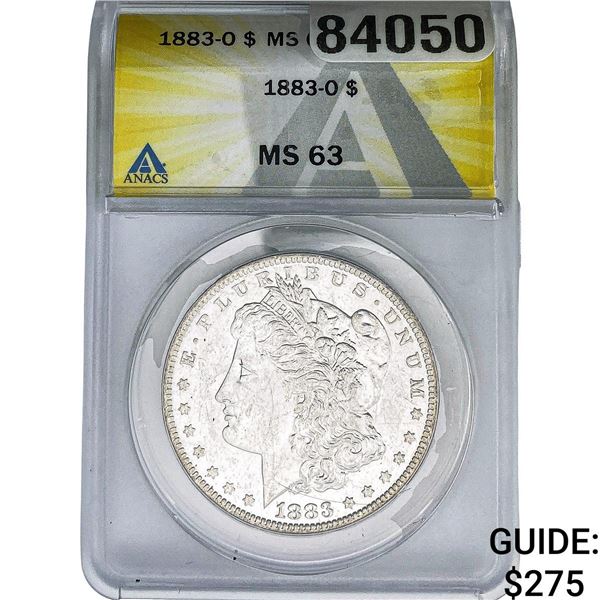 1883-O Morgan Silver Dollar ANACS MS63