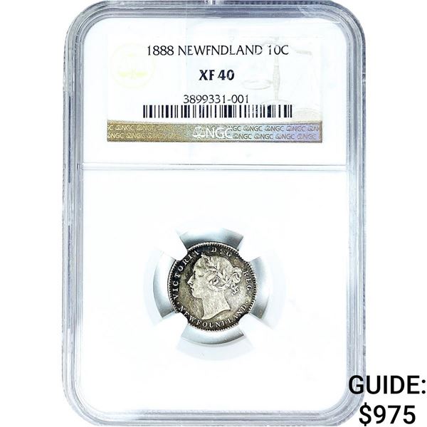 1888 10C Newfoundland NGC XF40