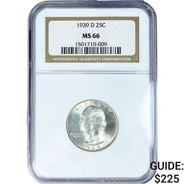 1939-D Washington Silver Quarter NGC MS66