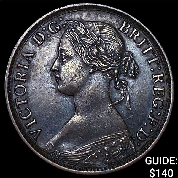 1863 Great Britain Copper Farthing CLOSELY  UNCIRCULATED