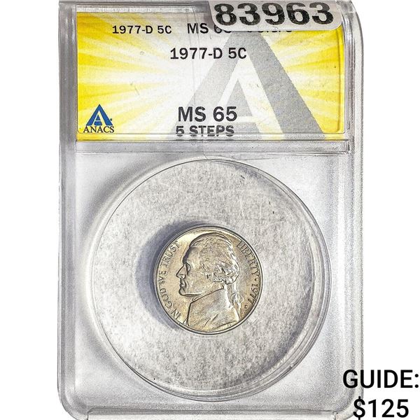 1977-D Jefferson Nickel ANACS MS65 5 Steps
