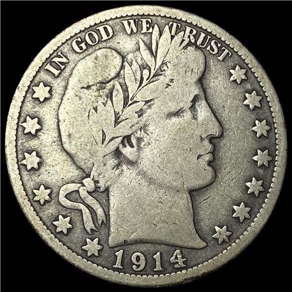 1914-S Silver Barber Half Dollar LIGHTLY  CIRCULATED