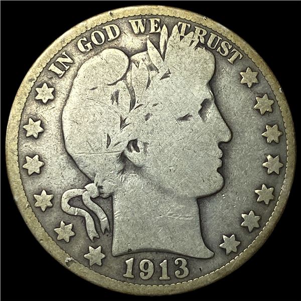 1913-S Silver Barber Half Dollar NICELY  CIRCULATED