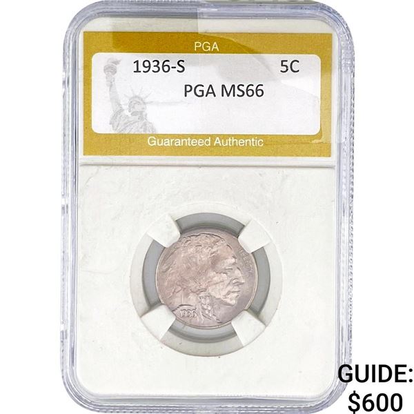 1936-S Buffalo Nickel PGA MS66