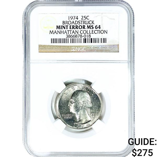 1974 Washington Silver Quarter Error NGC MS64