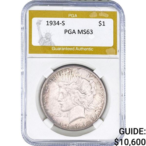 1934-S Silver Peace Dollar PGA MS63