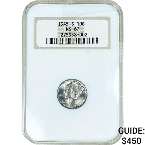 1945-S Mercury Silver Dime NGC MS67
