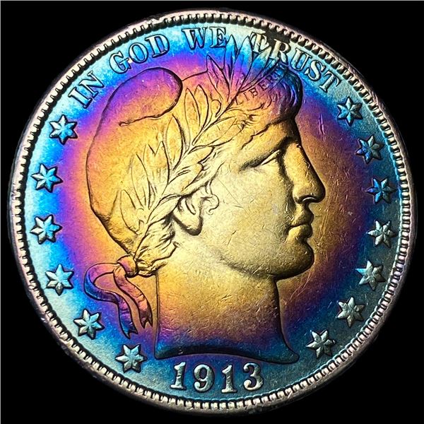 1913-D Toned Silver Barber Half Dollar  CLOSELY UNCIRCULATED