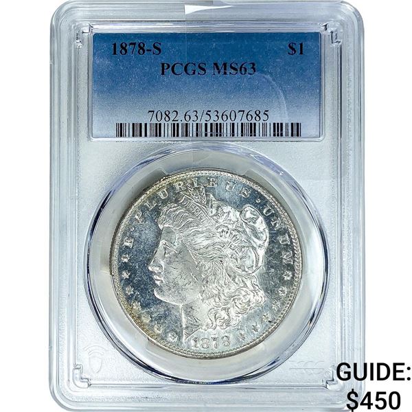 1878-S Morgan Silver Dollar PCGS MS63 PL