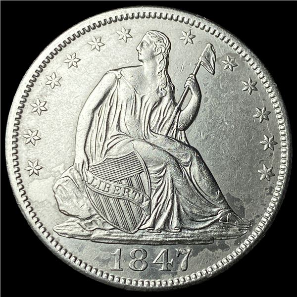 1847 Silver Seated Liberty Half Dollar  CLOSELY UNCIRCULATED