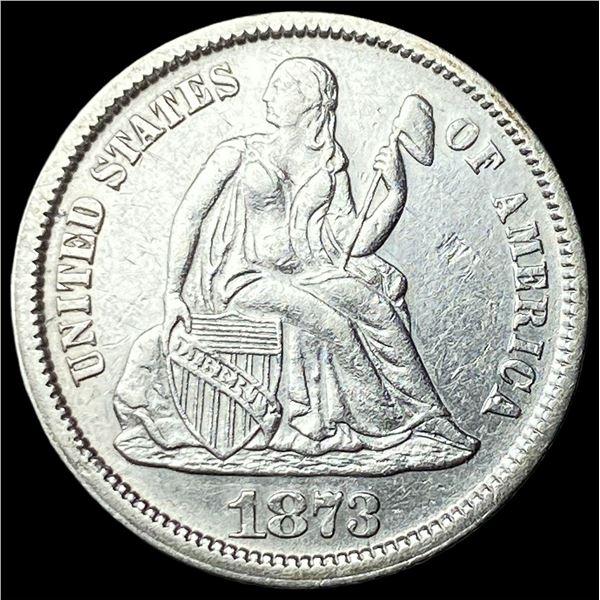 1873 Silver Seated Liberty Dime CLOSELY  UNCIRCULATED