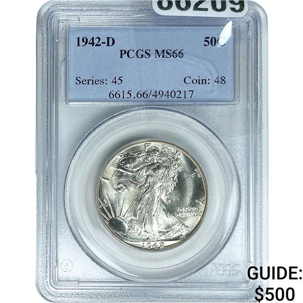 1942-D Walking Liberty Half Dollar PCGS MS66
