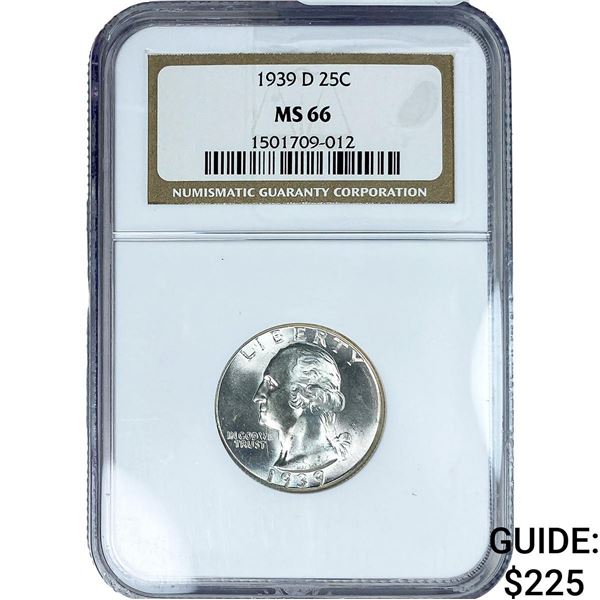 1939-D Washington Silver Quarter NGC MS66