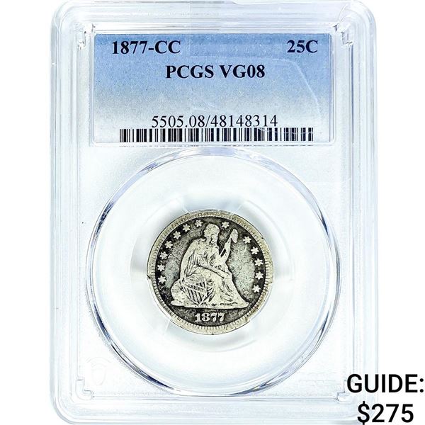 1877-CC Seated Liberty Quarter PCGS VG08