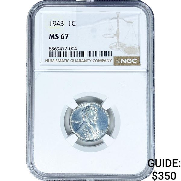 1943 Wheat Cent NGC MS67