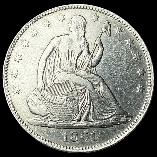 1861-O Silver Seated Liberty Half Dollar  CLOSELY UNCIRCULATED