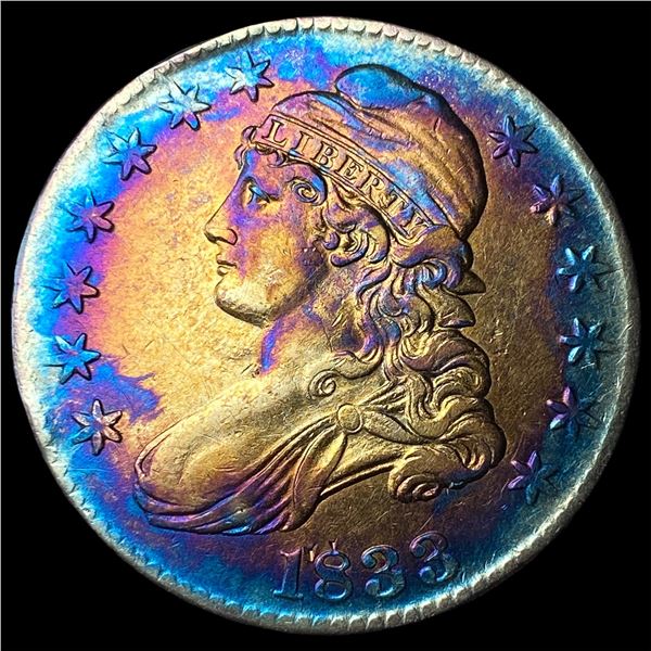 1833 Toned Capped Bust Half Dollar GEM BU