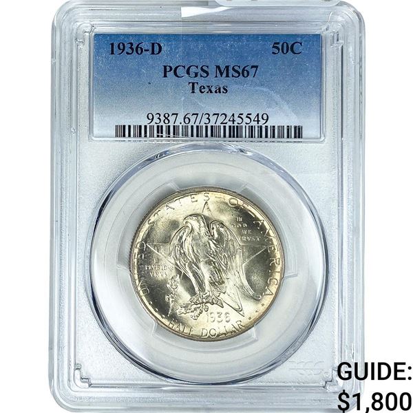 1936-D Texas Half Dollar PCGS MS67