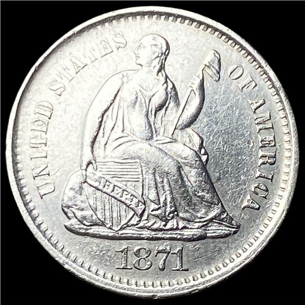 1871-S Silver Seated Liberty Half Dime  CLOSELY UNCIRCULATED