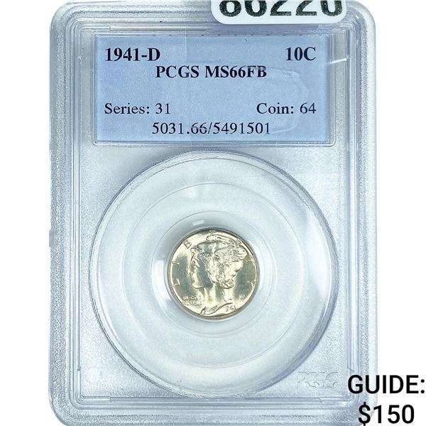 1941-D Mercury Silver Dime PCGS MS66 FB