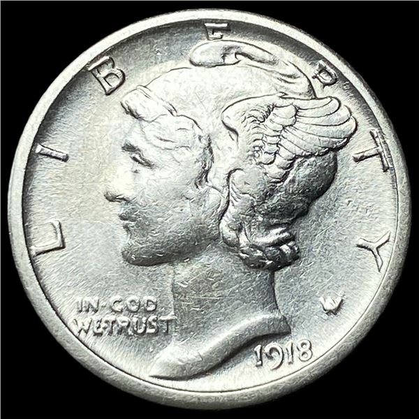 1918-S Silver Mercury Dime CHOICE AU