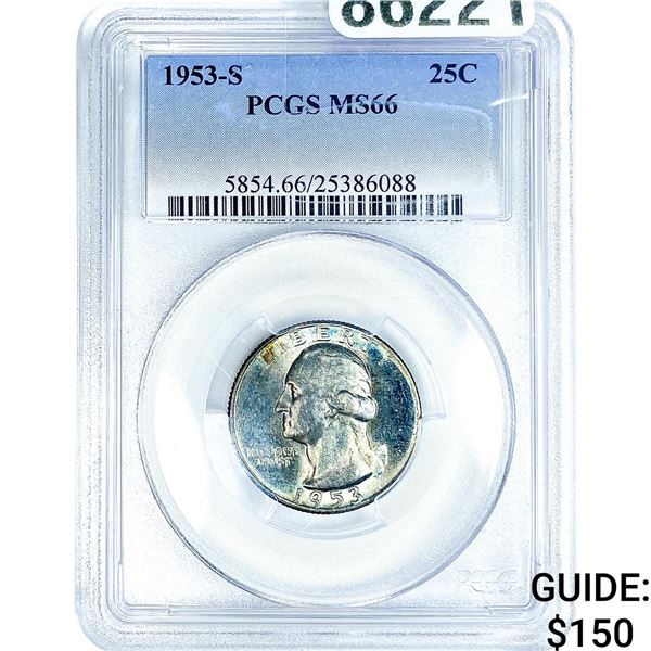 1953-S Washington Silver Quarter PCGS MS66