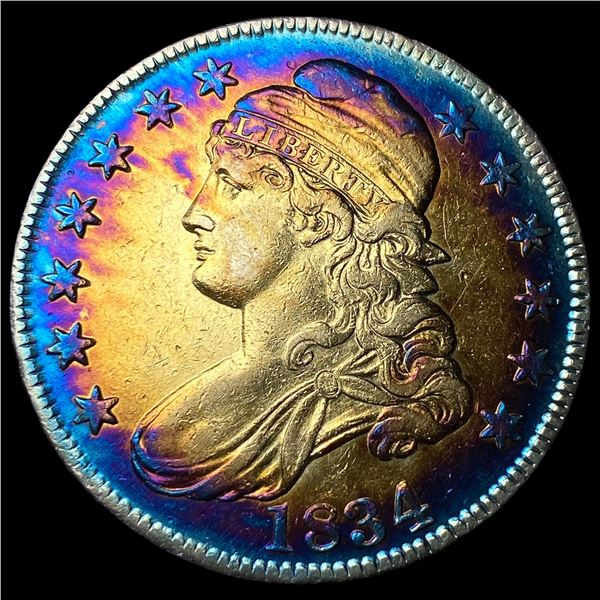1834 Toned Capped Bust Half Dollar CLOSELY  UNCIRCULATED