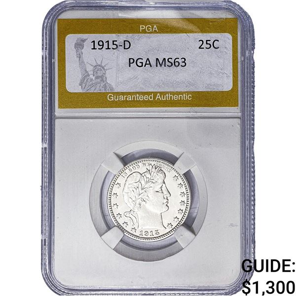 1915-D Barber Quarter PGA MS63