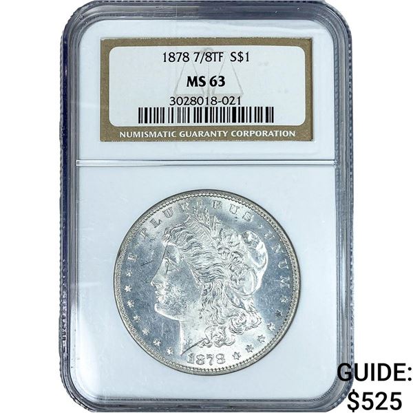 1878 7/8TF Morgan Silver Dollar NGC MS63