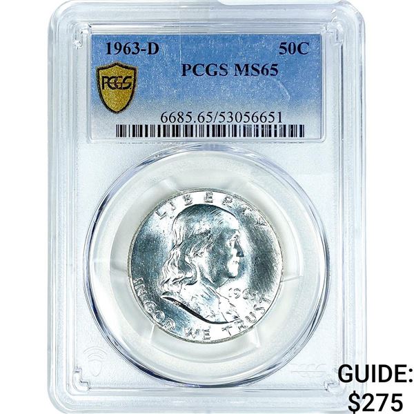 1963-D Franklin Half Dollar PCGS MS65