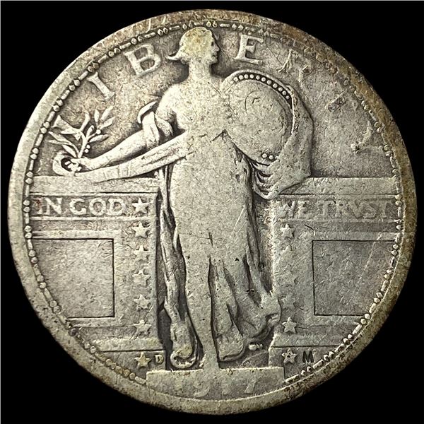 1917-D Type 1 Standing Liberty Silver Quarter  NICELY CIRCULATED