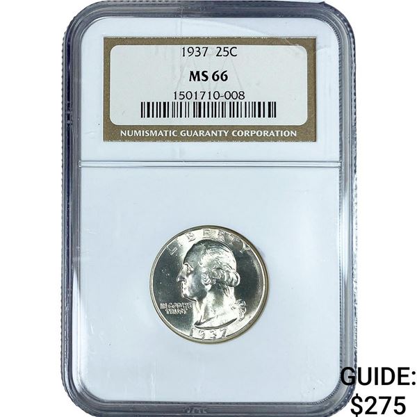 1937 Washington Silver Quarter NGC MS66