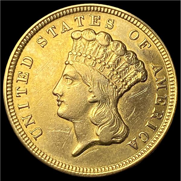 1854 $3 Gold Indian Princess Head CLOSELY  UNCIRCULATED