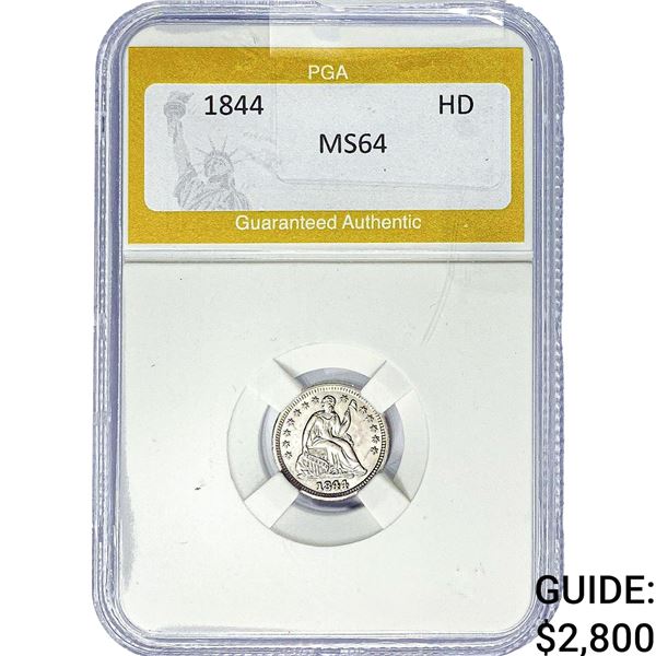 1844 Seated Liberty Half Dime PGA MS64