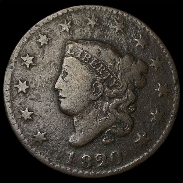 1820 Coronet Head Large Cent LIGHTLY  CIRCULATED