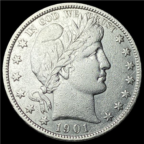 1901 Silver Barber Half Dollar ABOUT  UNCIRCULATED